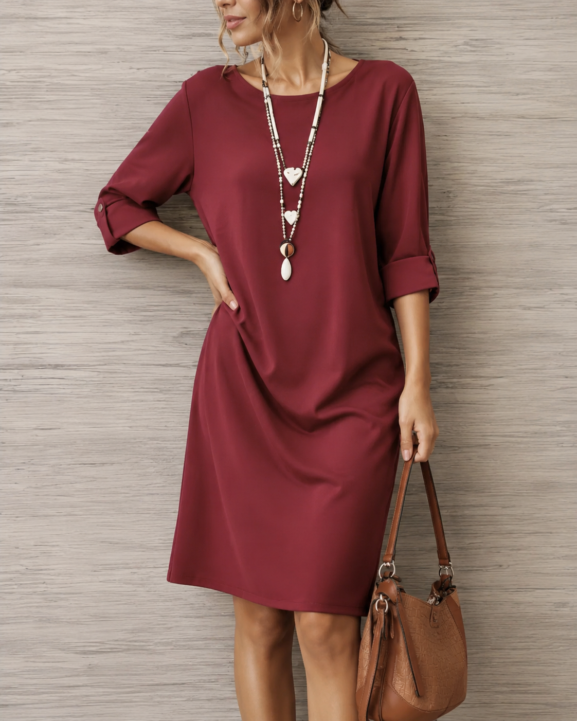 Robe midi fluide Sabine, effet ventre plat, vue 8