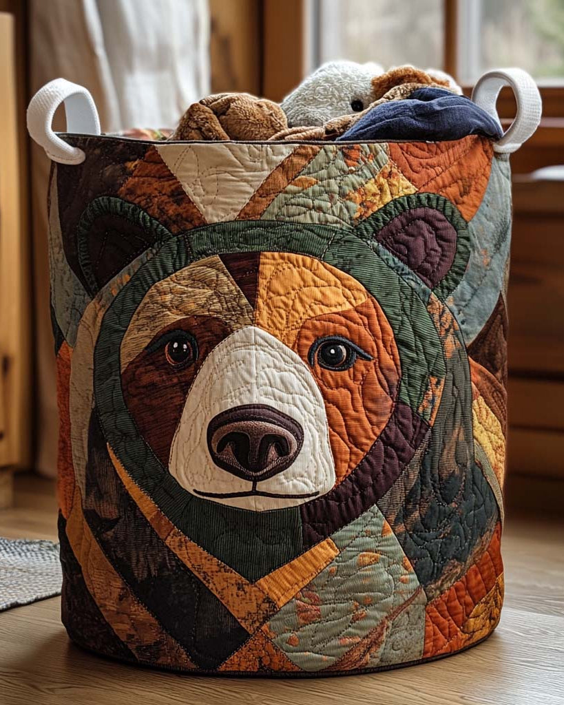 Panier de rangement matelassé Ourson des Bois