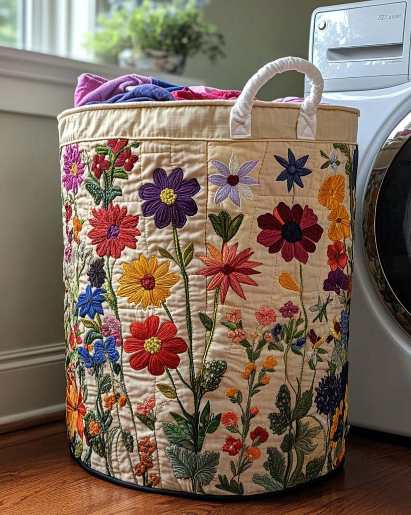 Panier de rangement matelassé Floraison Lumineuse