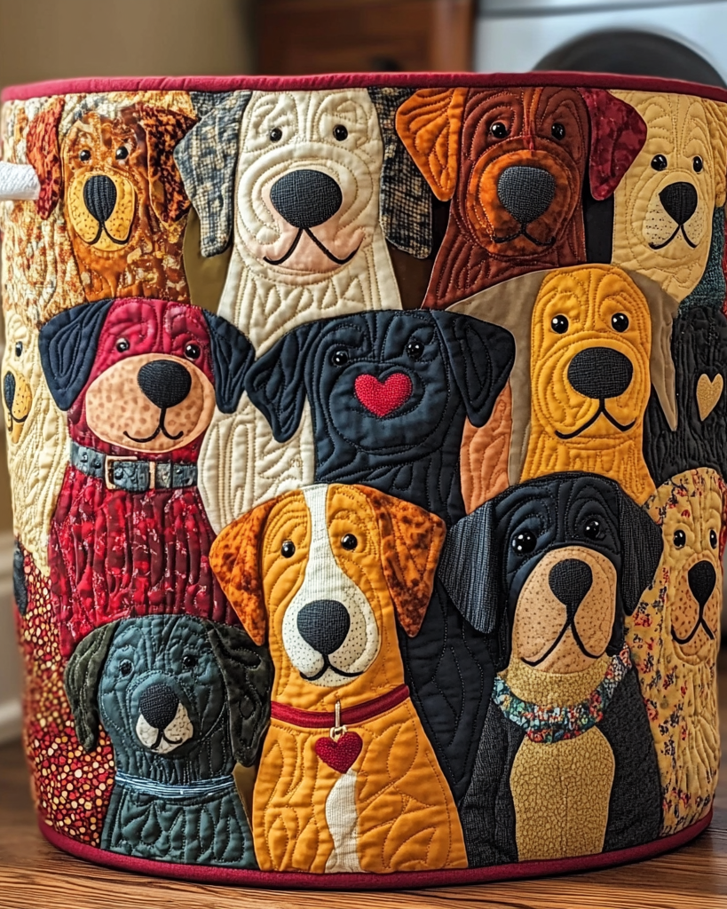 Panier de rangement matelassé Chiens Colorés