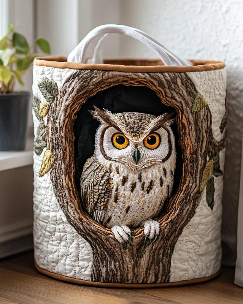 Panier de rangement matelassé Hibou