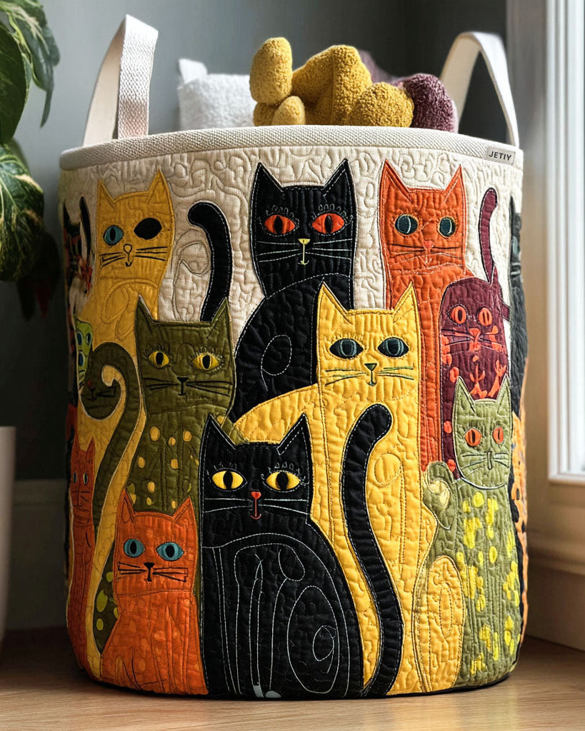 Panier de rangement matelassé Chat Élégant