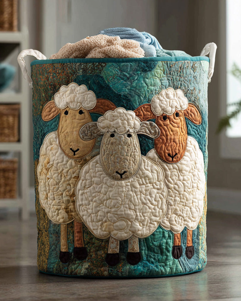 Panier de rangement matelassé Moutons Joyeux