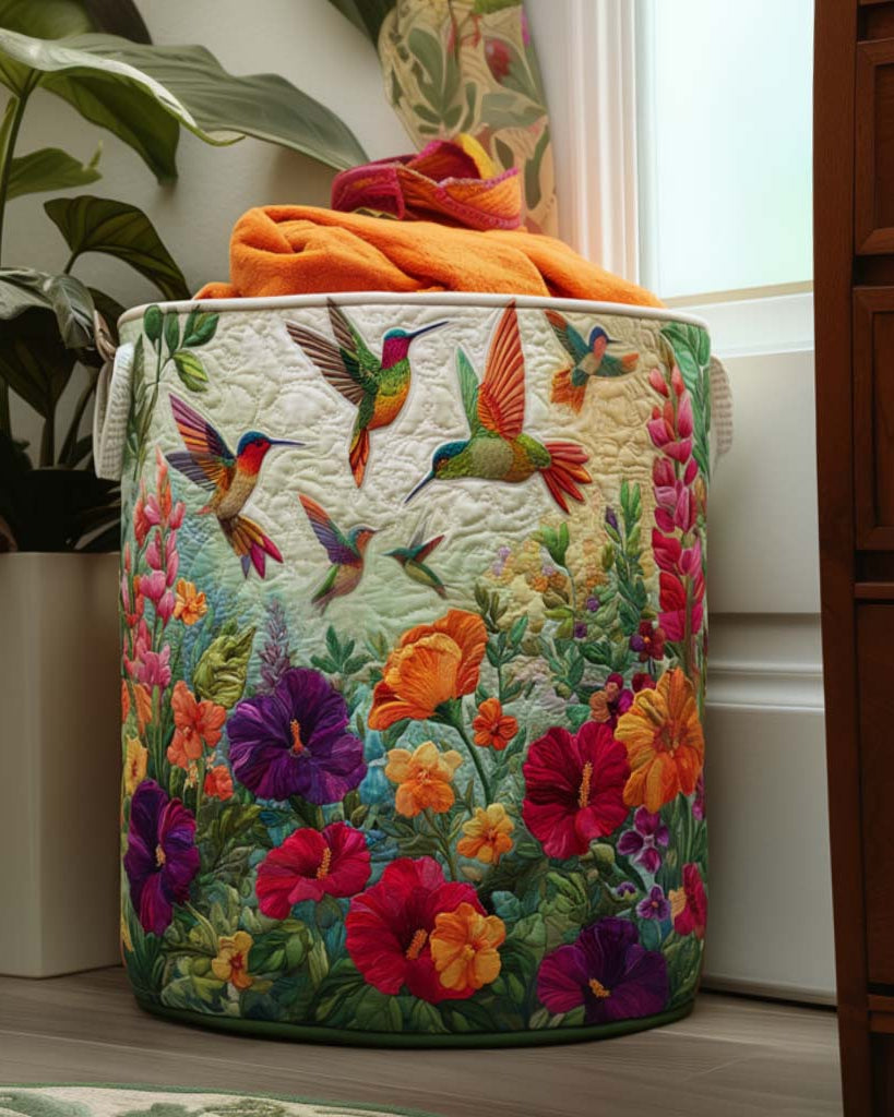Panier de rangement matelassé Oiseaux et Fleurs