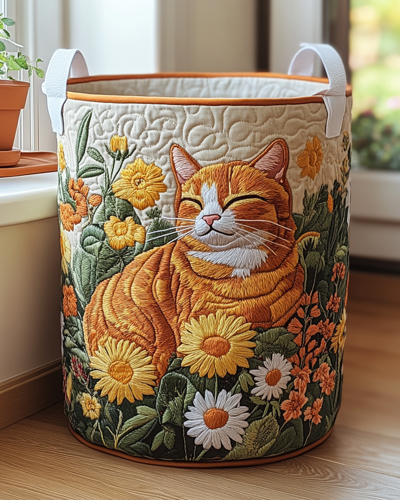 Panier de rangement matelassé Chat de la Forêt