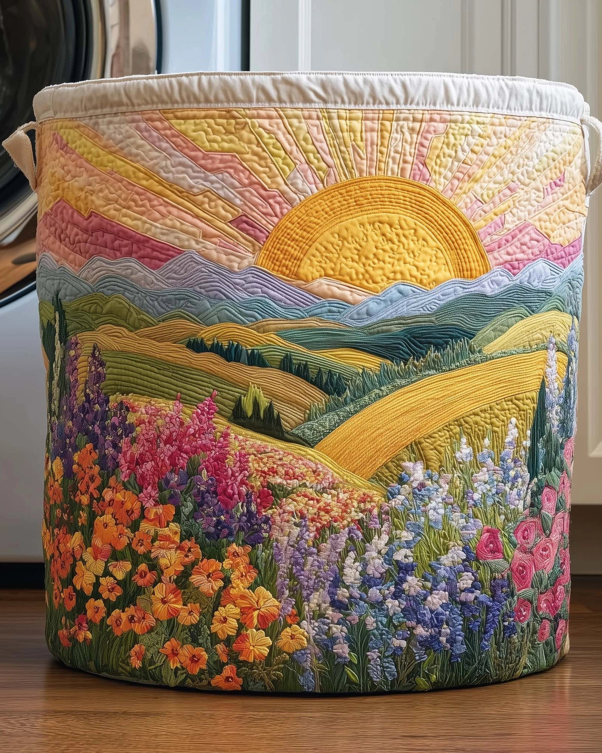 Panier de rangement matelassé Nature à l'Aurore