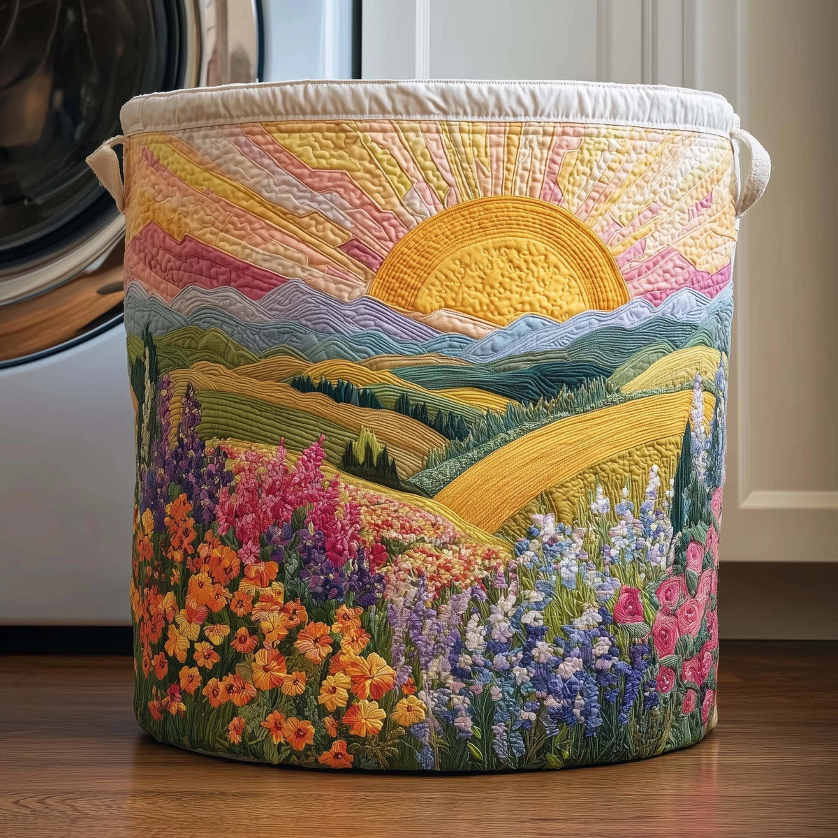 Panier de rangement matelassé Nature à l'Aurore