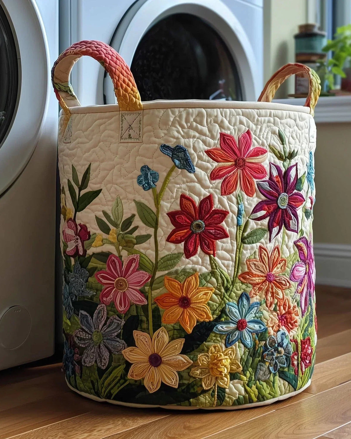 Panier de rangement matelassé Fleurs des Champs
