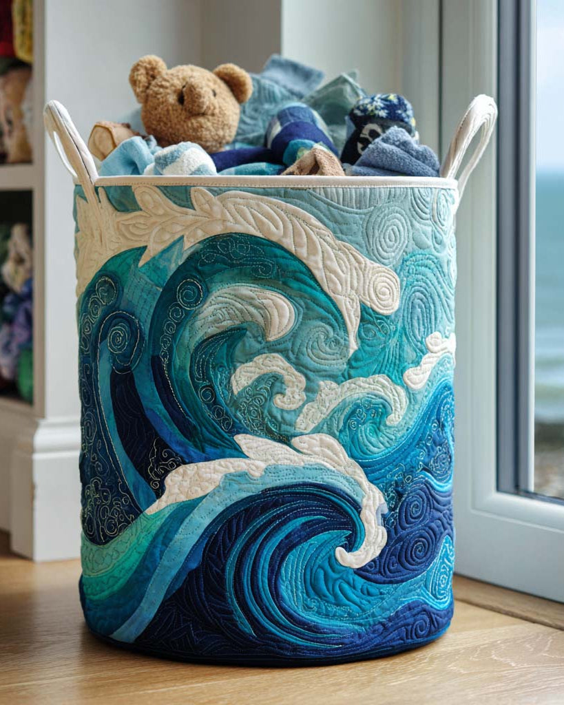 Panier de rangement matelassé Douce Écume de Mer