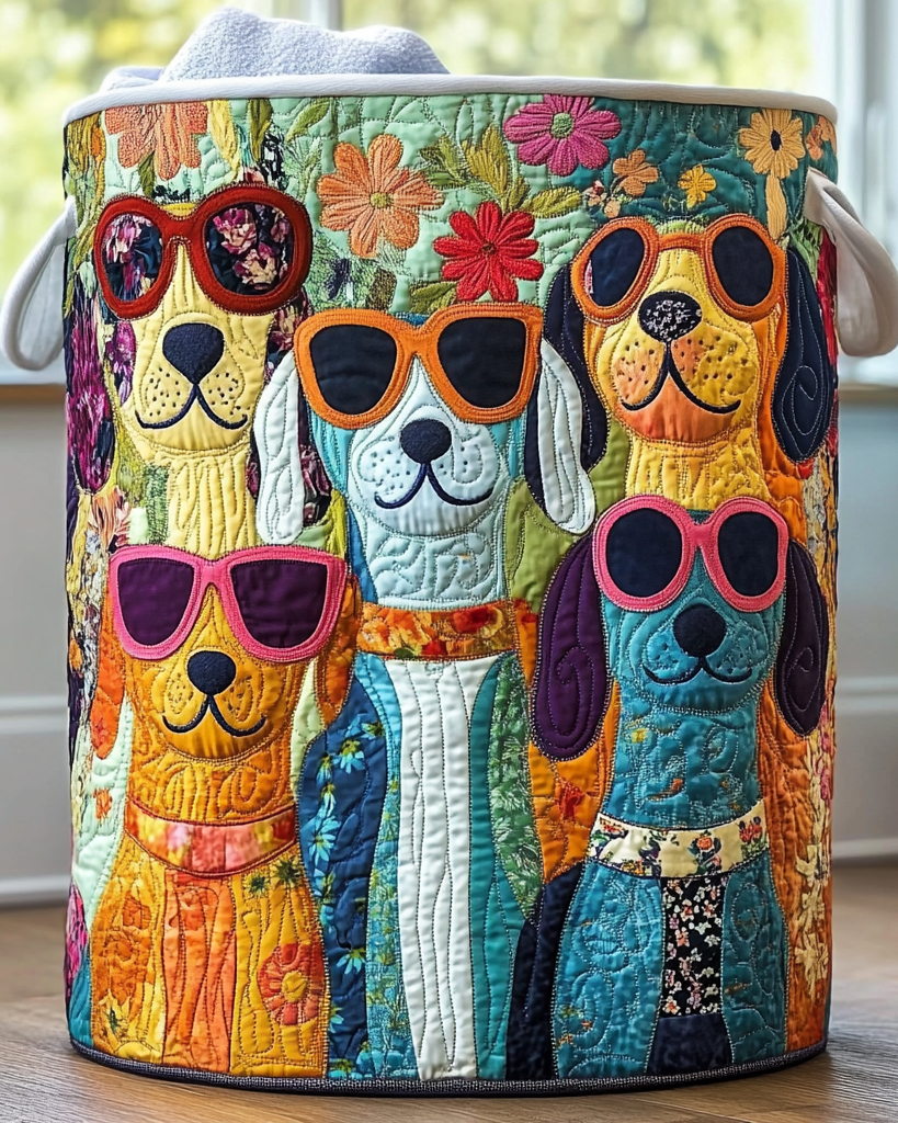 Panier de rangement matelassé Chiens Joyeux