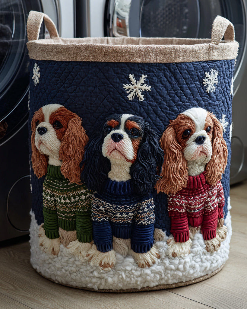 Panier de rangement matelassé Cavalier King Charles en Pull