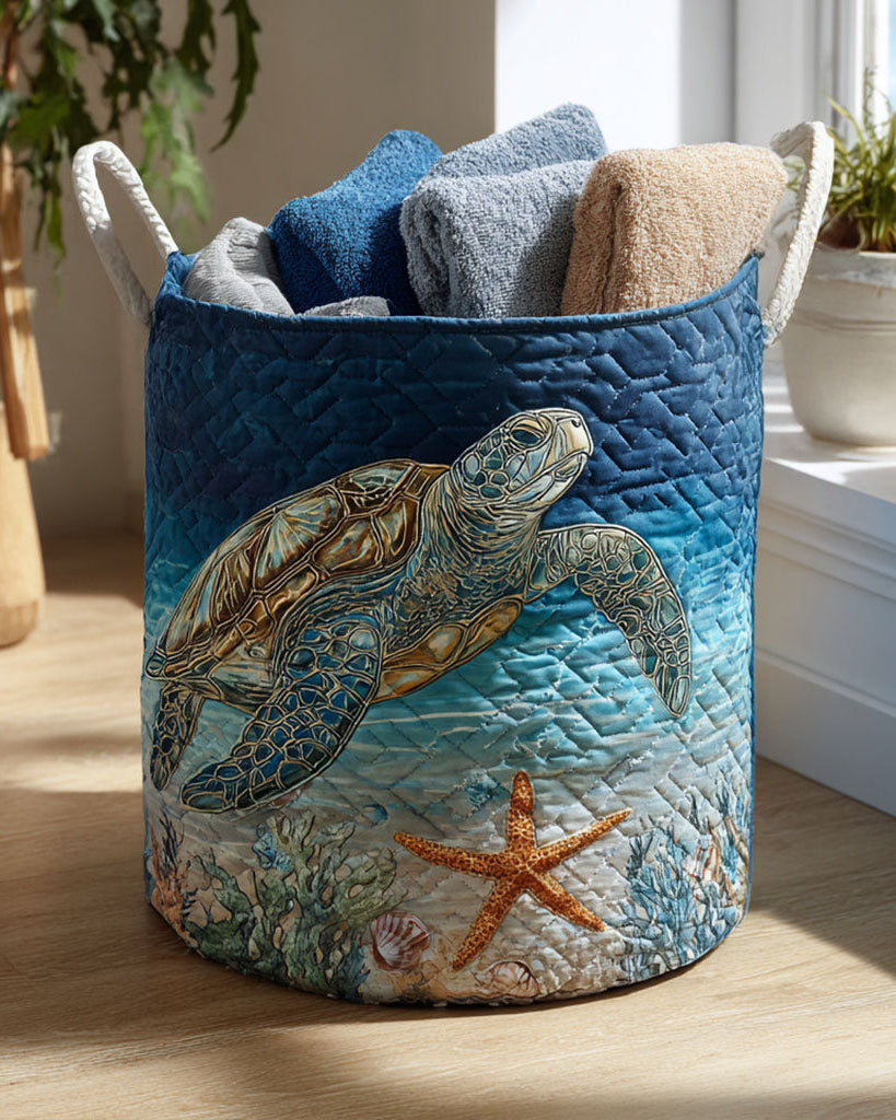 Panier de rangement matelassé Tortue de Mer