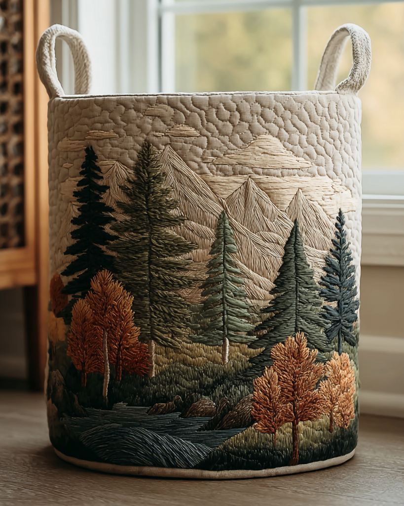 Panier de rangement matelassé Vue sur la Montagne
