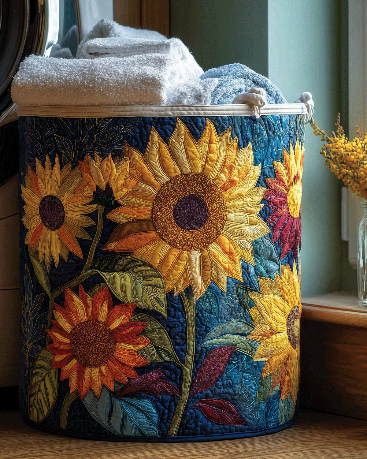 Panier de rangement matelassé Tournesol
