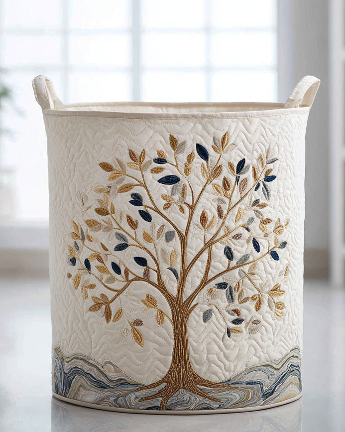 Panier de rangement matelassé Arbre en Fleurs