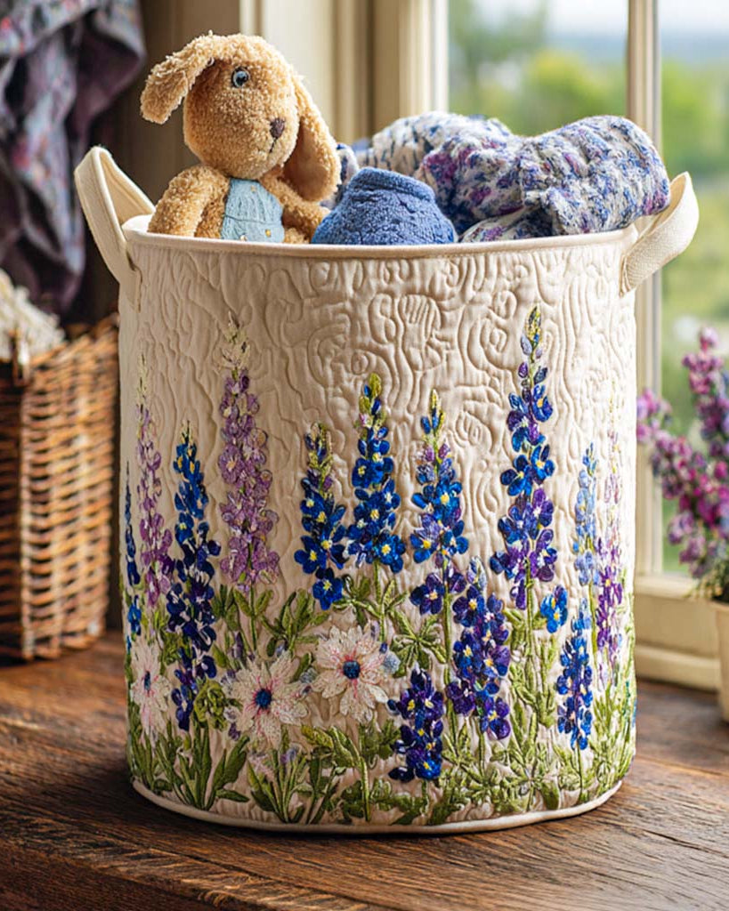 Panier de rangement matelassé Fleurs Sauvages