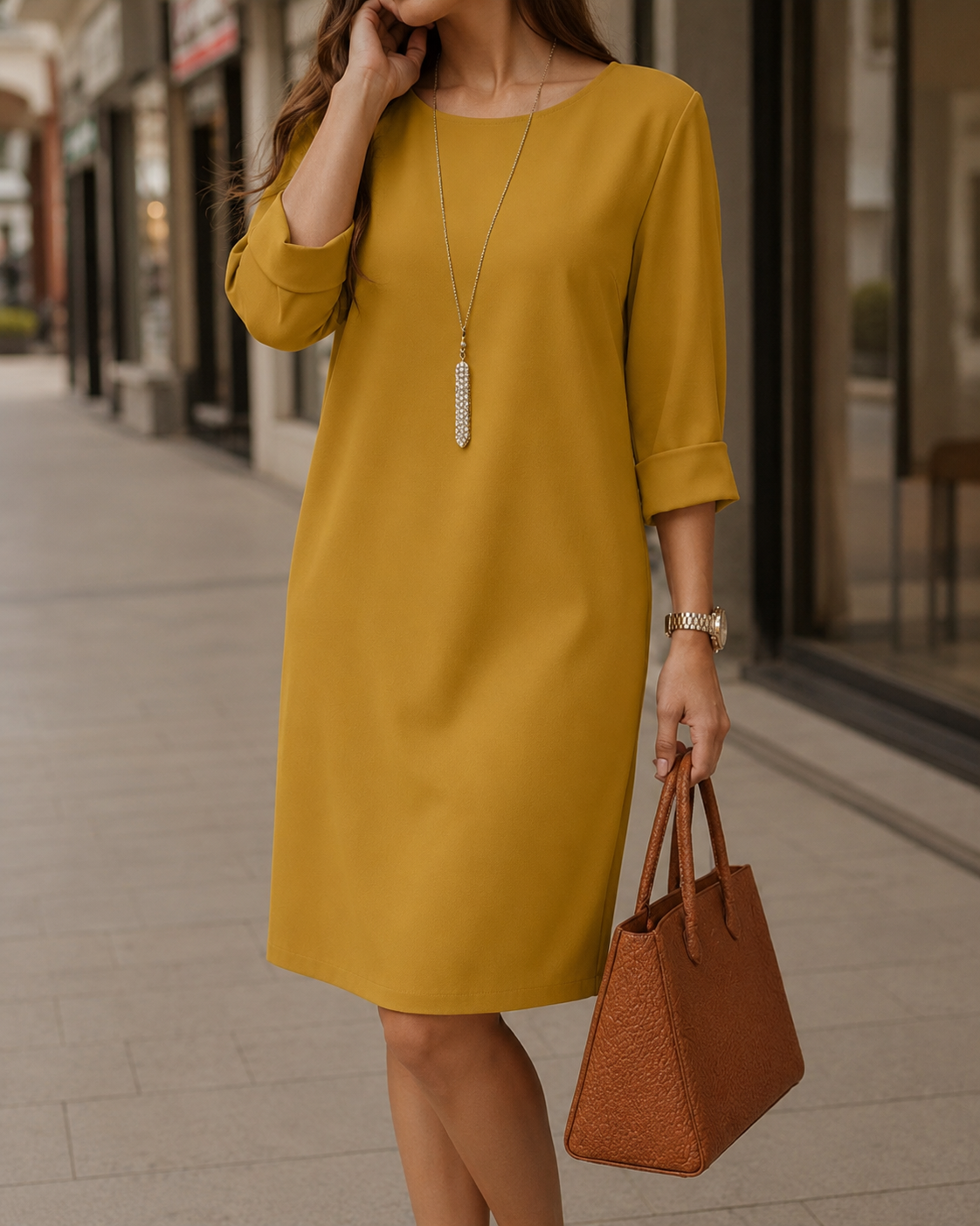 Robe midi fluide Sabine, effet ventre plat, vue 9