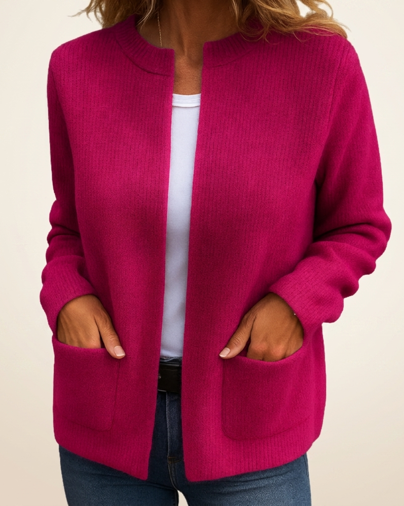 Gilet Colette en maille, coloris rose rouge