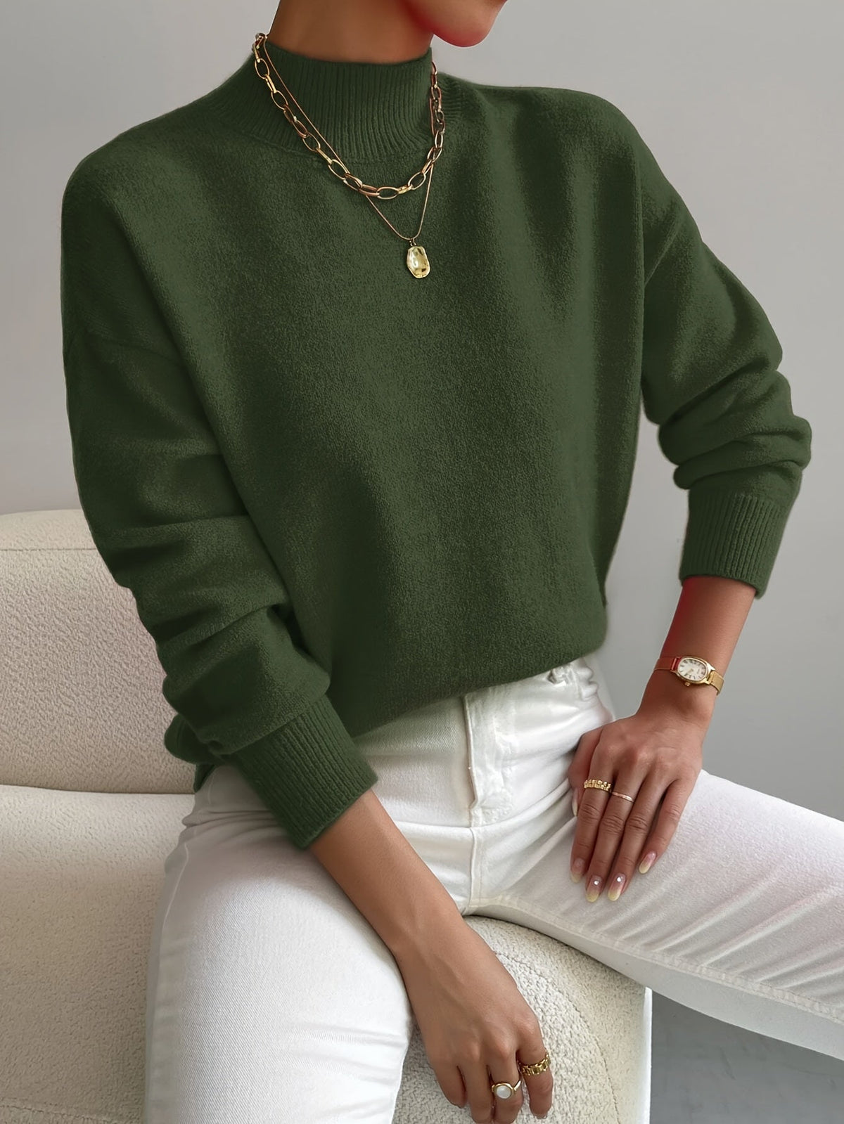 Pull col roulé Yvonne en maille douce, vue 8