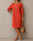 Robe midi fluide Sabine, effet ventre plat, vue 6