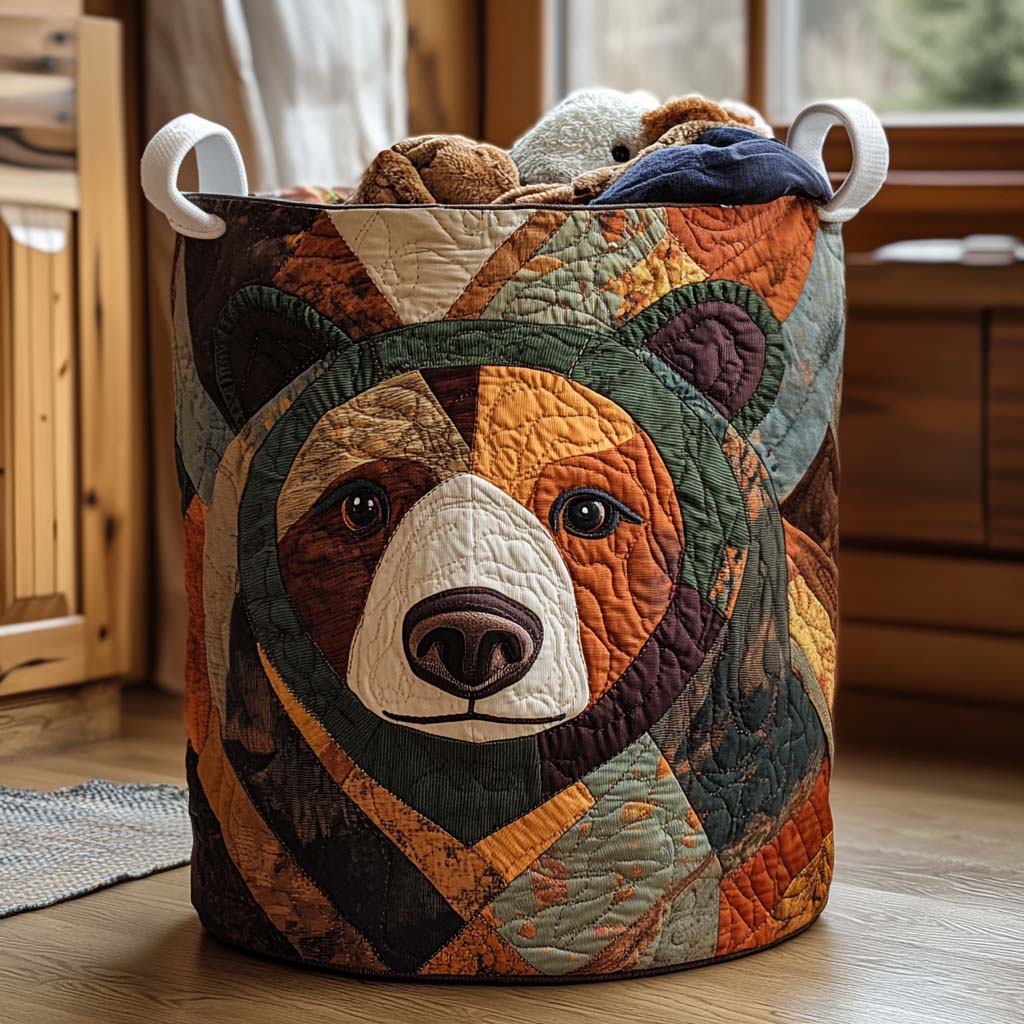 Panier de rangement matelassé Ourson des Bois