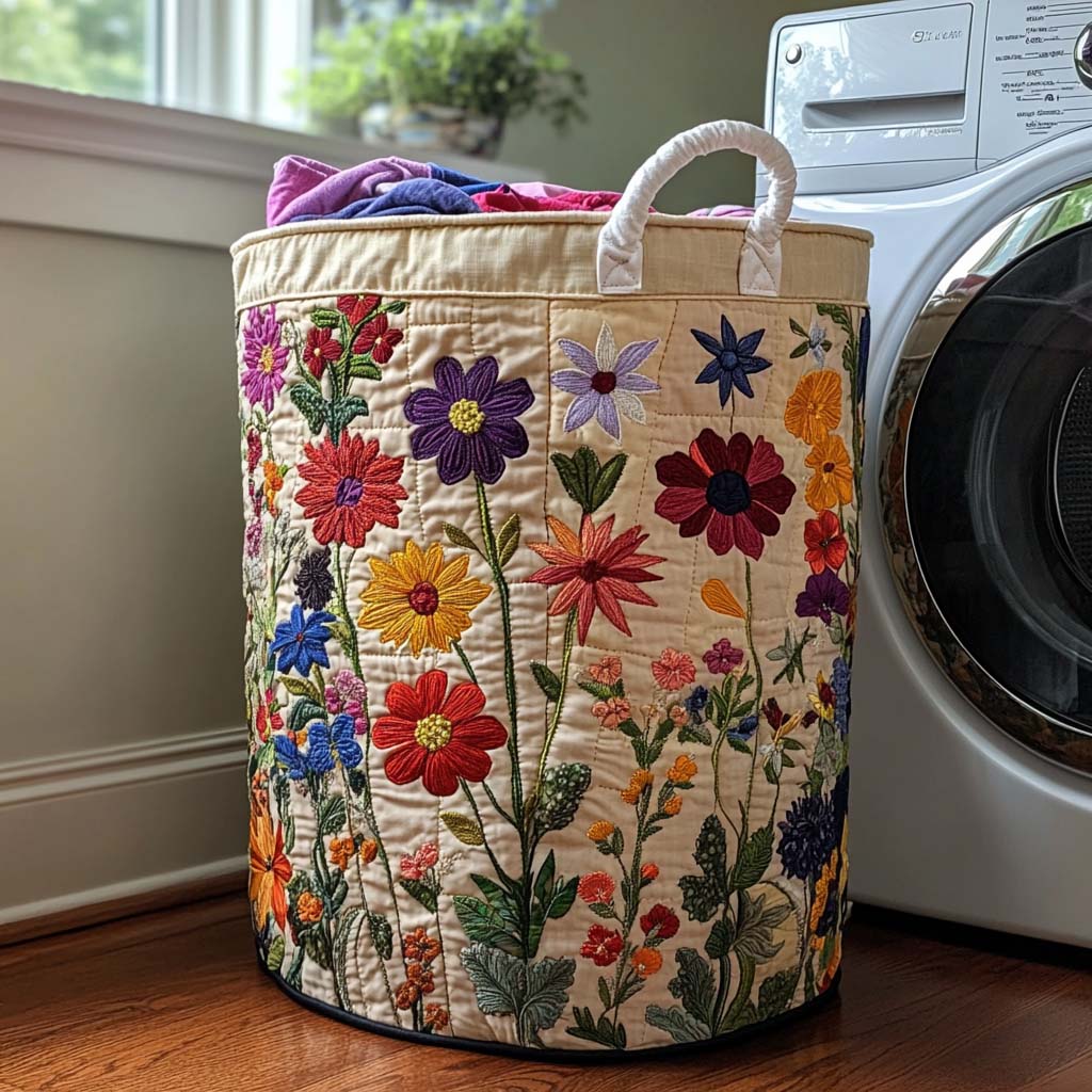 Panier de rangement matelassé Floraison Lumineuse
