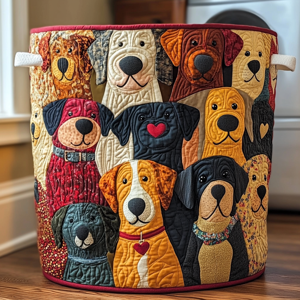 Panier de rangement matelassé Chiens Colorés