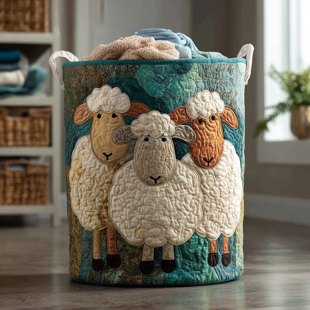 Panier de rangement matelassé Moutons Joyeux