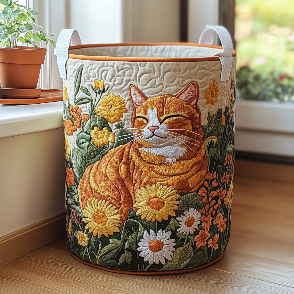 Panier de rangement matelassé Chat de la Forêt