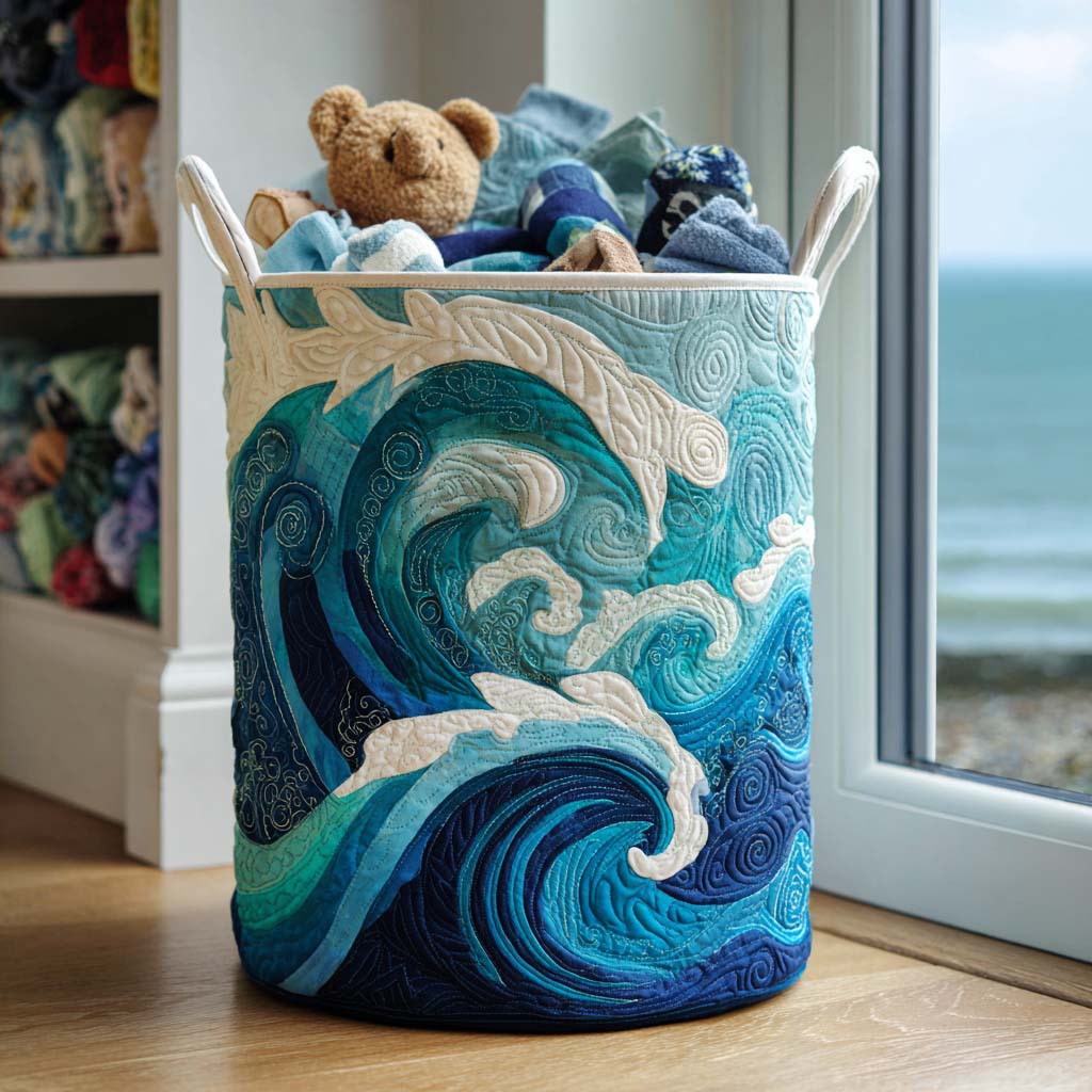 Panier de rangement matelassé Douce Écume de Mer