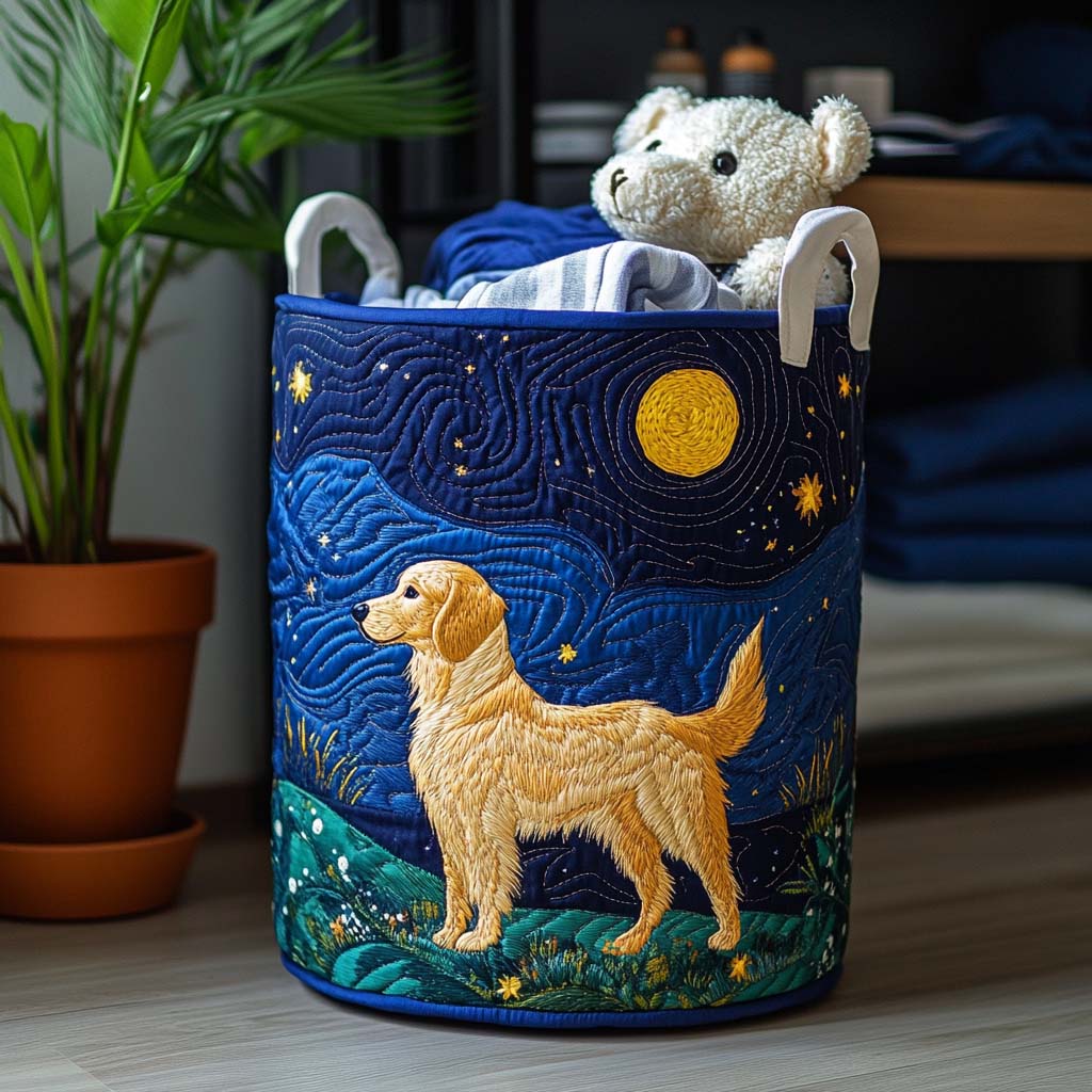 Panier de rangement matelassé Charme du Golden Retriever