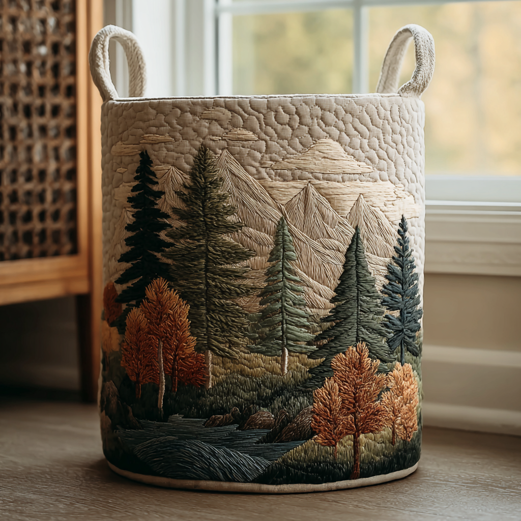 Panier de rangement matelassé Vue sur la Montagne
