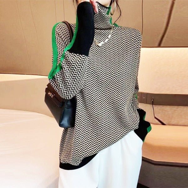 Pull col roulé Clémence en maille chinée, vue 5