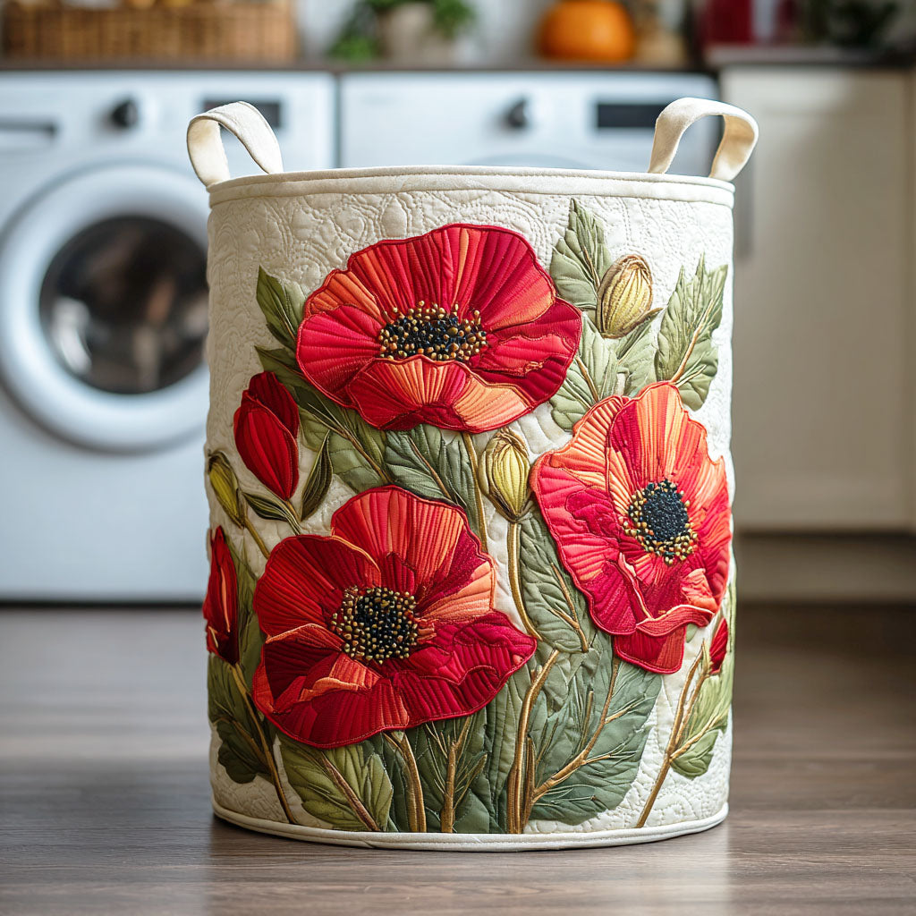 Panier de rangement matelassé Coquelicots