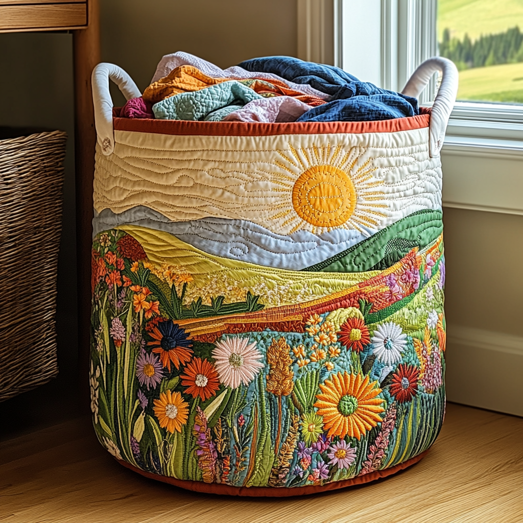 Panier de rangement matelassé Panier en Fleurs