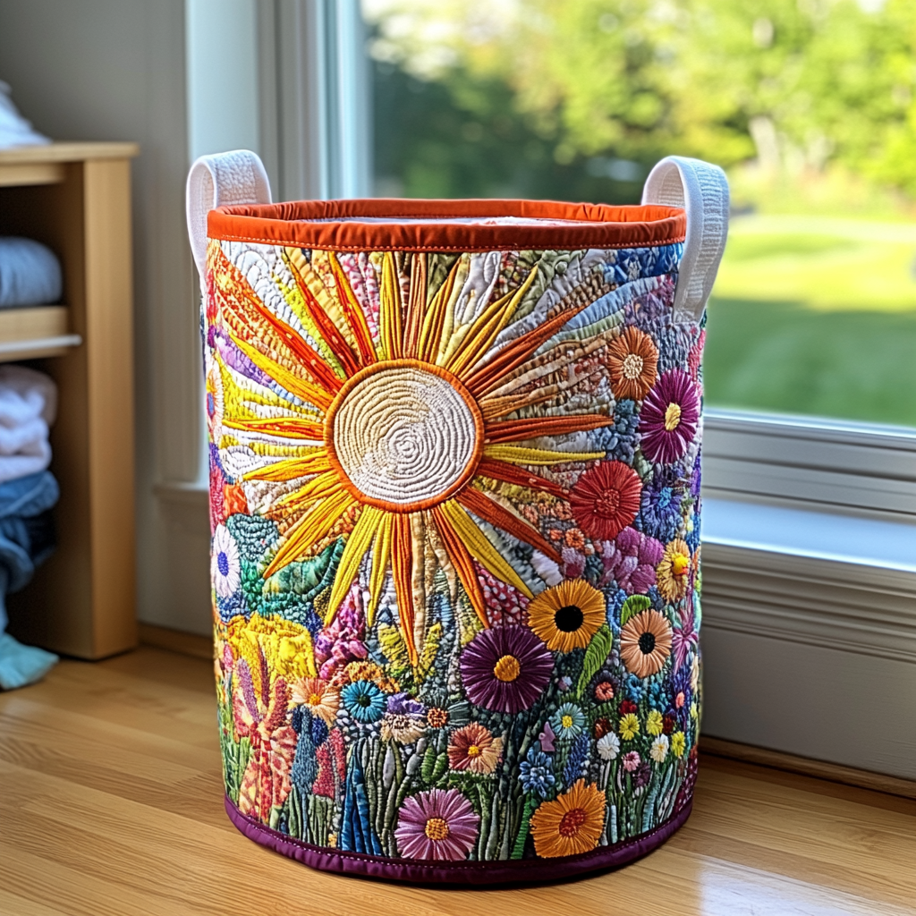 Panier de rangement matelassé Tournesol en Fleurs