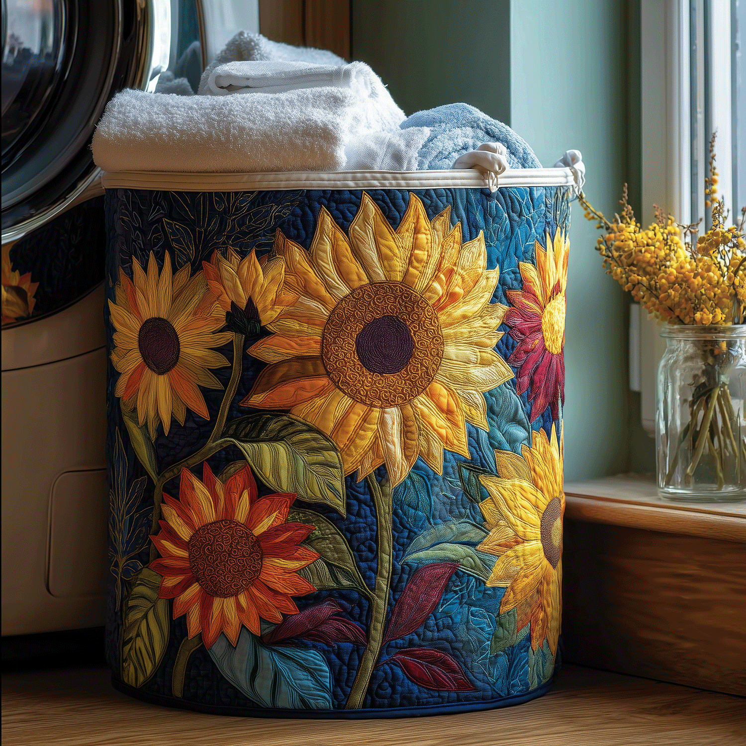 Panier de rangement matelassé Tournesol