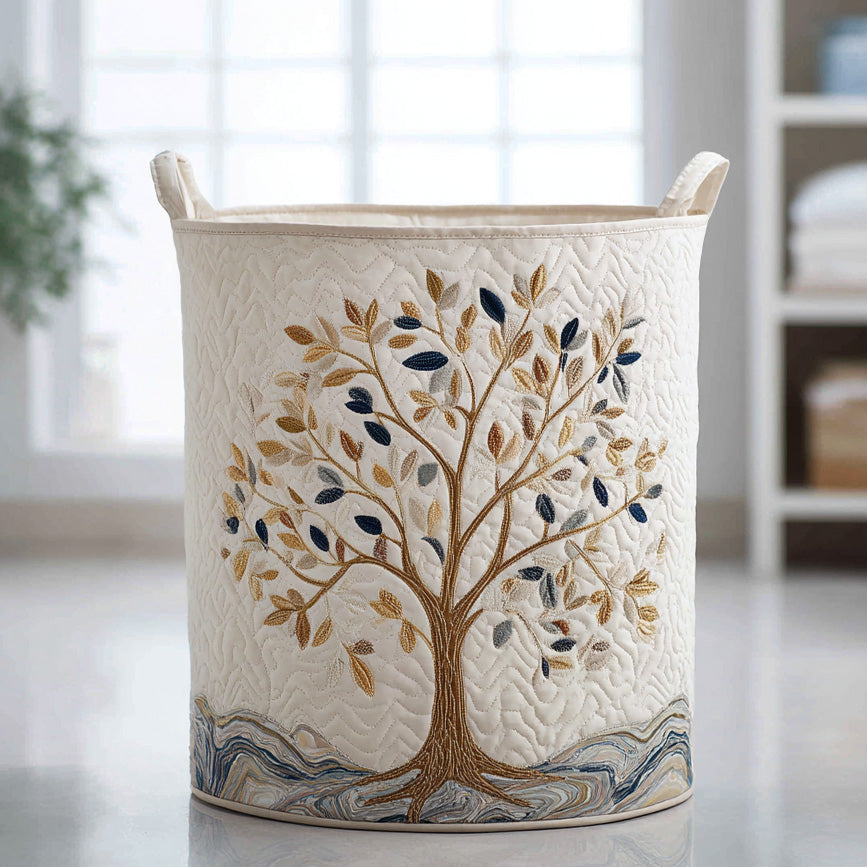 Panier de rangement matelassé Arbre en Fleurs