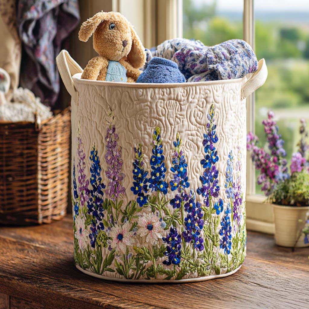 Panier de rangement matelassé Fleurs Sauvages