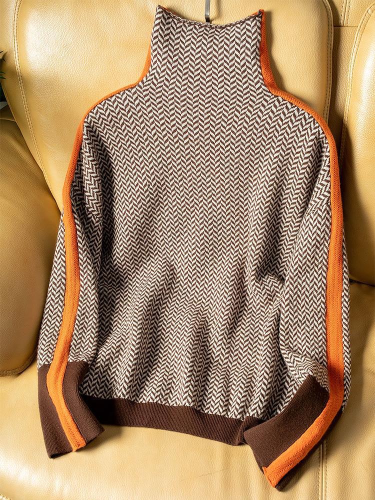 Pull col roulé Clémence en maille chinée, vue 4