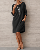 Robe midi fluide Sabine, effet ventre plat, vue 3