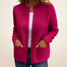 Gilet Colette en maille, coloris rose rouge