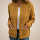 Gilet Colette en maille, coloris jaune moutarde