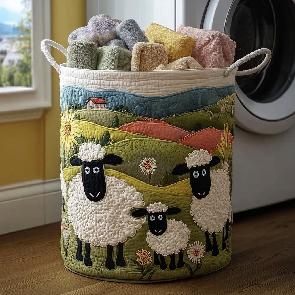 Panier de rangement matelassé Mouton dans la Vallée