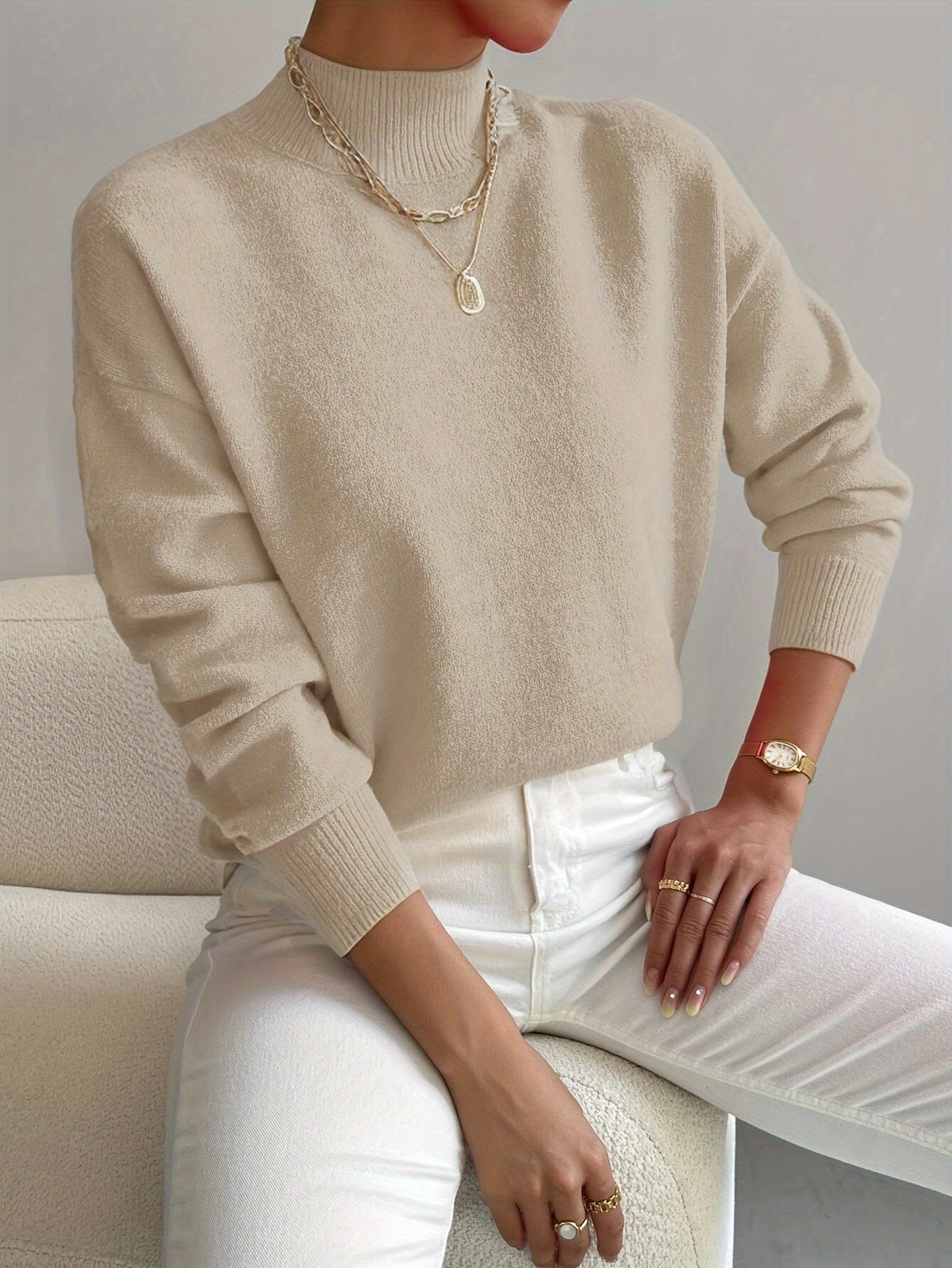 Pull col roulé Yvonne en maille douce, vue 4
