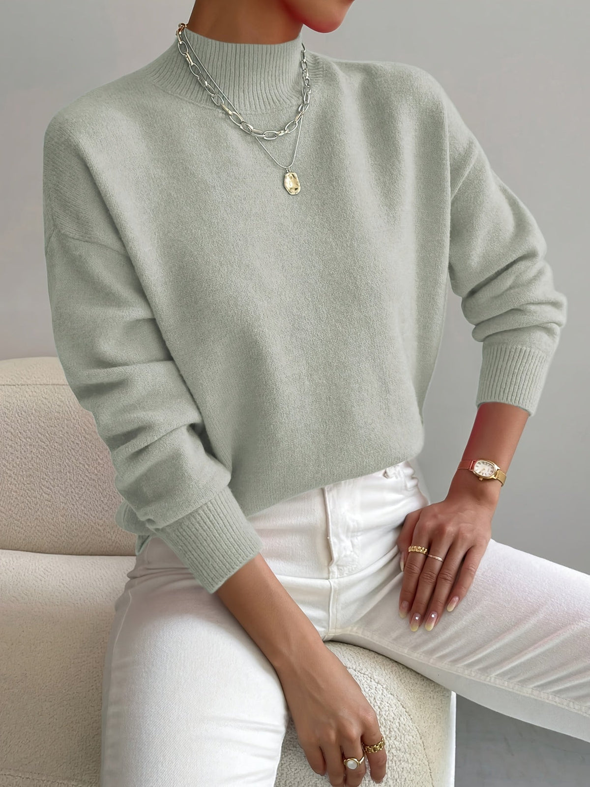 Pull col roulé Yvonne en maille douce, vue 10